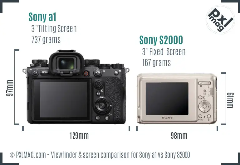 Sony a1 vs Sony S2000 Screen and Viewfinder comparison