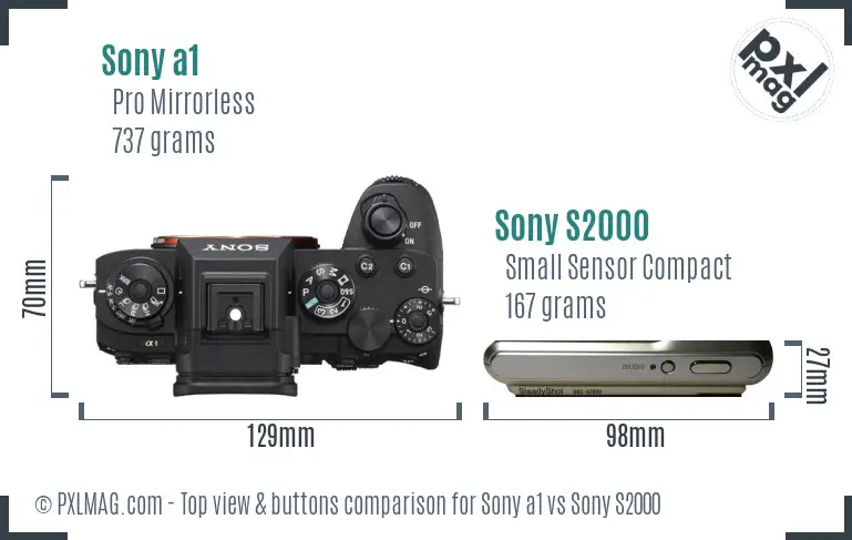 Sony a1 vs Sony S2000 top view buttons comparison