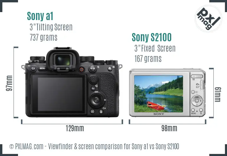 Sony a1 vs Sony S2100 Screen and Viewfinder comparison