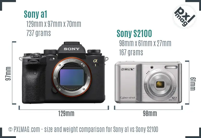 Sony a1 vs Sony S2100 size comparison