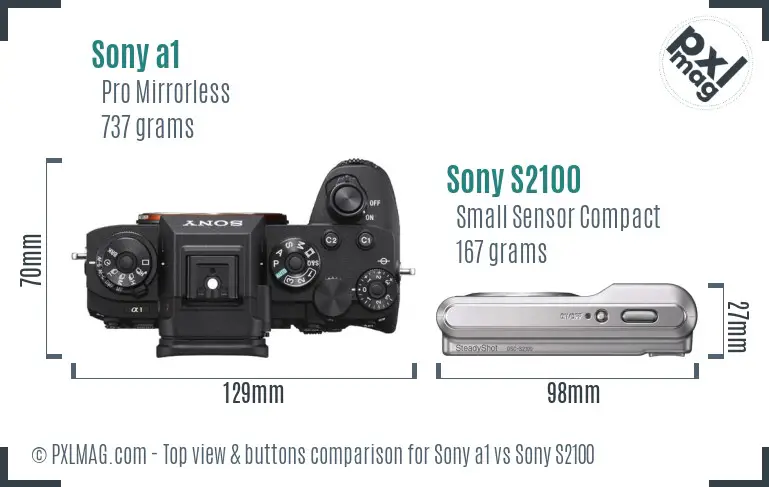 Sony a1 vs Sony S2100 top view buttons comparison