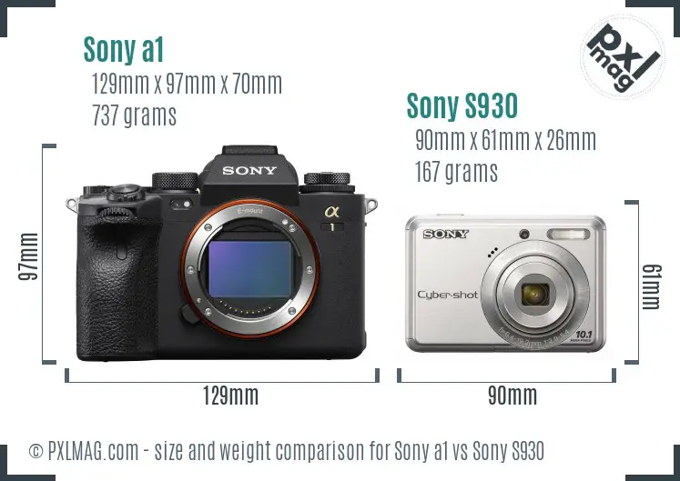 Sony a1 vs Sony S930 size comparison