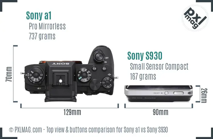Sony a1 vs Sony S930 top view buttons comparison