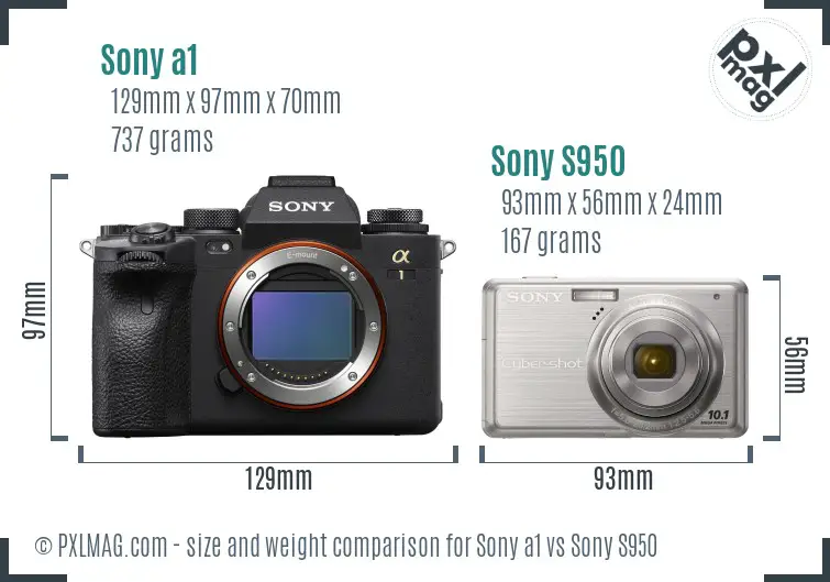 Sony a1 vs Sony S950 size comparison