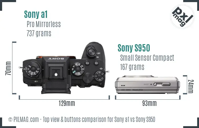 Sony a1 vs Sony S950 top view buttons comparison