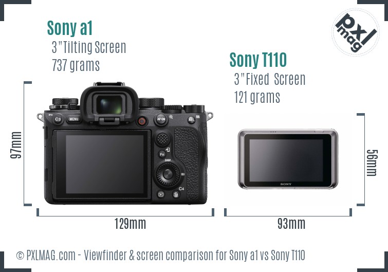 Sony a1 vs Sony T110 Screen and Viewfinder comparison