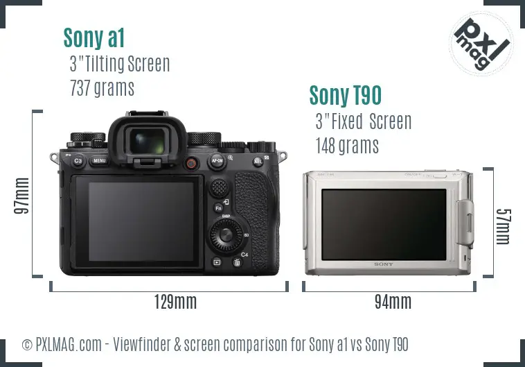 Sony a1 vs Sony T90 Screen and Viewfinder comparison
