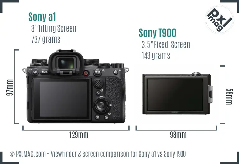 Sony a1 vs Sony T900 Screen and Viewfinder comparison