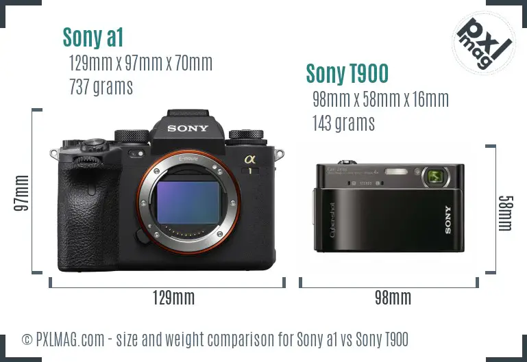 Sony a1 vs Sony T900 size comparison