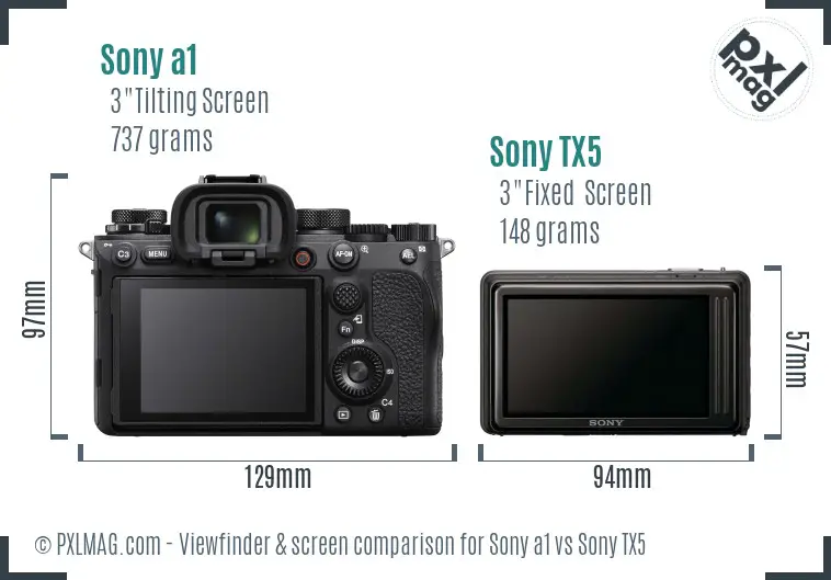 Sony a1 vs Sony TX5 Screen and Viewfinder comparison