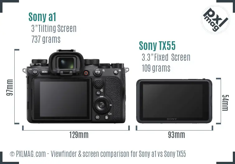 Sony a1 vs Sony TX55 Screen and Viewfinder comparison