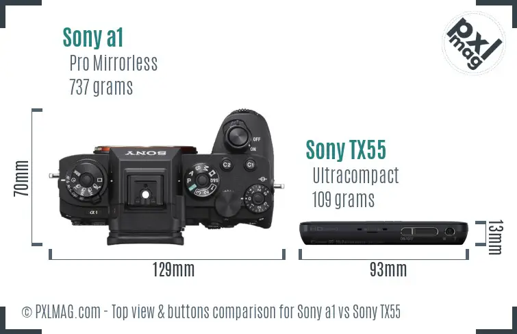Sony a1 vs Sony TX55 top view buttons comparison