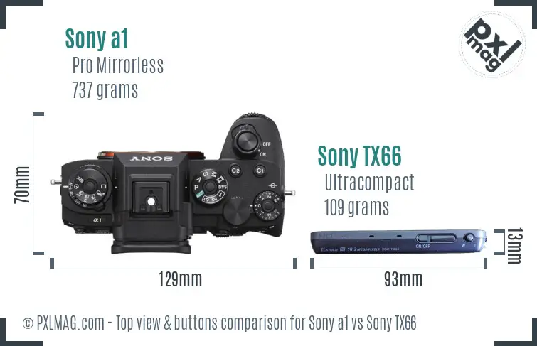 Sony a1 vs Sony TX66 top view buttons comparison