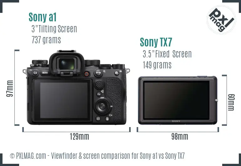 Sony a1 vs Sony TX7 Screen and Viewfinder comparison