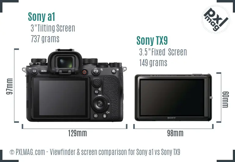 Sony a1 vs Sony TX9 Screen and Viewfinder comparison