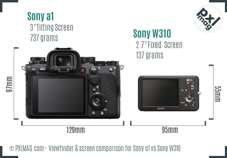 Sony a1 vs Sony W310 Screen and Viewfinder comparison