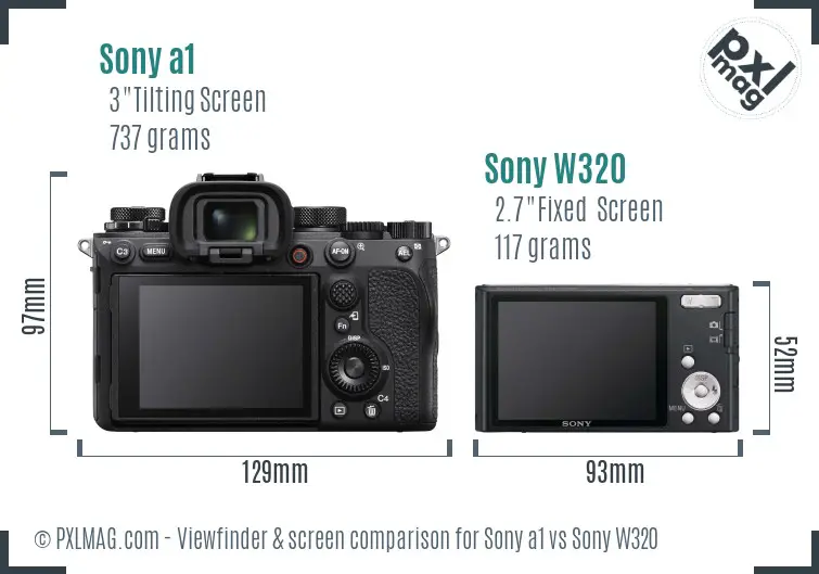 Sony a1 vs Sony W320 Screen and Viewfinder comparison