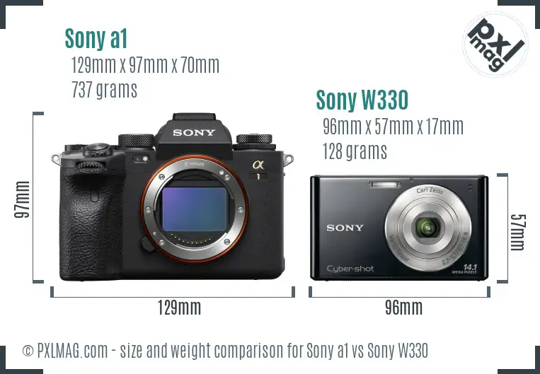 Sony a1 vs Sony W330 size comparison