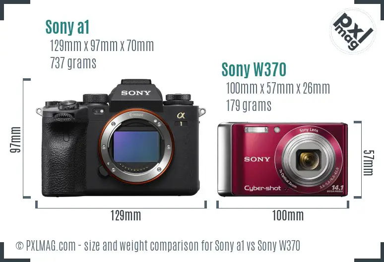 Sony a1 vs Sony W370 size comparison