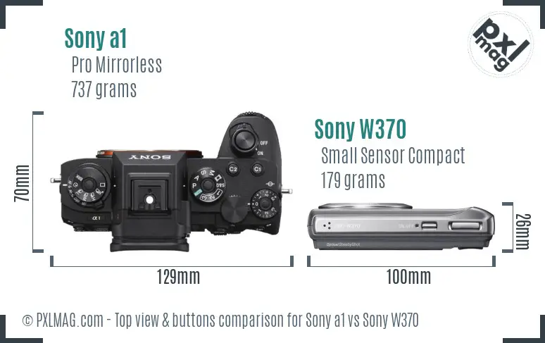 Sony a1 vs Sony W370 top view buttons comparison