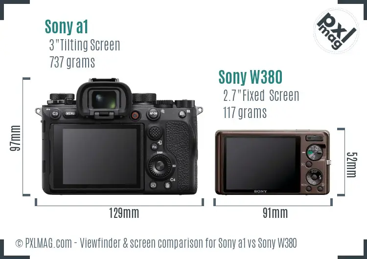 Sony a1 vs Sony W380 Screen and Viewfinder comparison