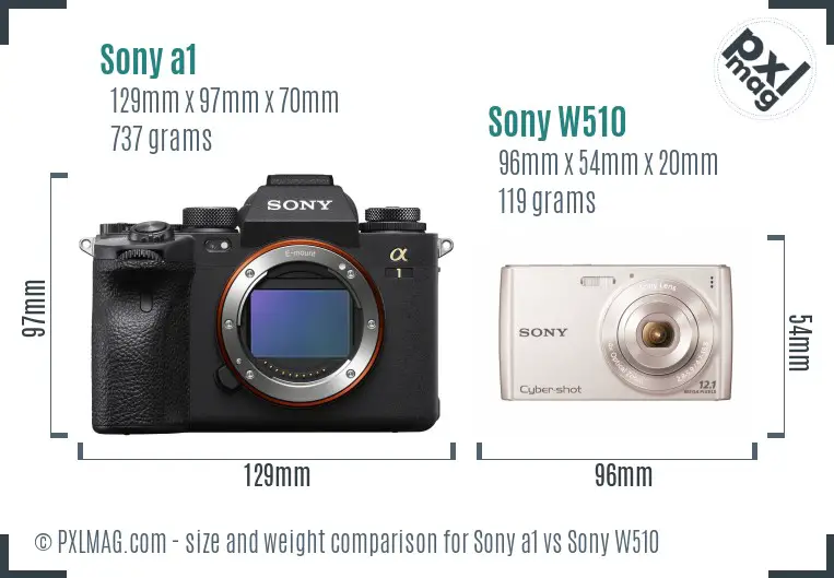 Sony a1 vs Sony W510 size comparison