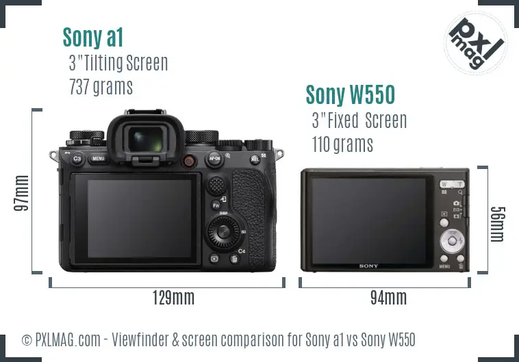 Sony a1 vs Sony W550 Screen and Viewfinder comparison