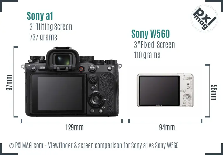 Sony a1 vs Sony W560 Screen and Viewfinder comparison