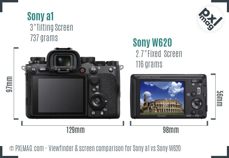 Sony a1 vs Sony W620 Screen and Viewfinder comparison