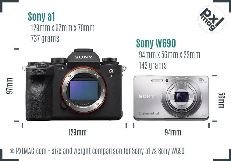 Sony a1 vs Sony W690 size comparison Sony a1 vs Sony W690 size comparison