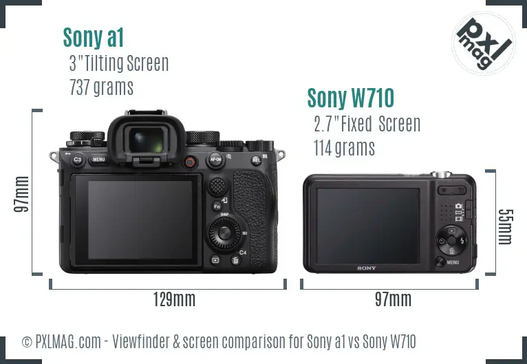 Sony a1 vs Sony W710 Screen and Viewfinder comparison