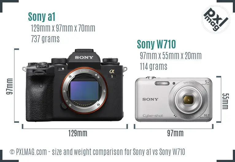 Sony a1 vs Sony W710 size comparison