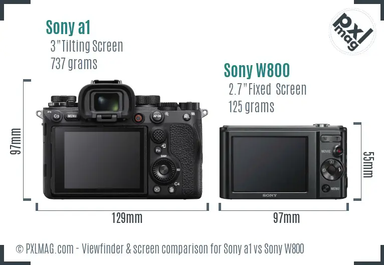 Sony a1 vs Sony W800 Screen and Viewfinder comparison