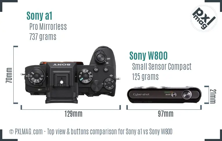 Sony a1 vs Sony W800 top view buttons comparison