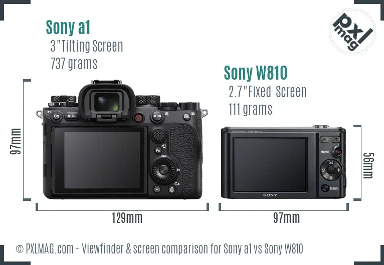 Sony a1 vs Sony W810 Screen and Viewfinder comparison