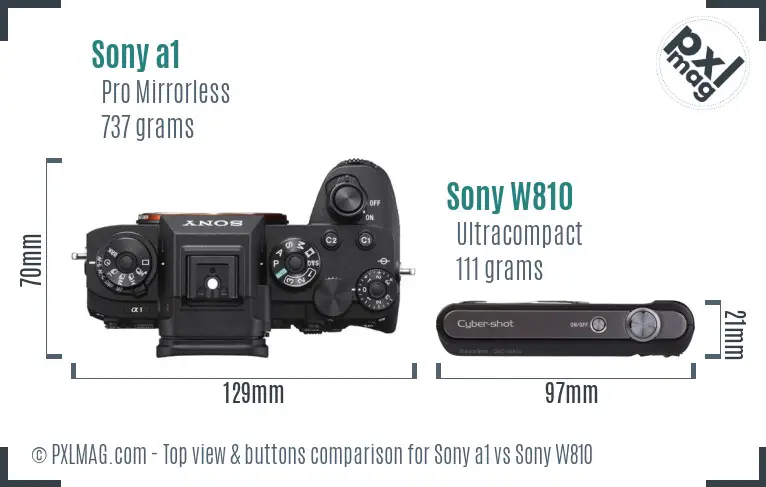 Sony a1 vs Sony W810 top view buttons comparison