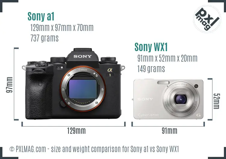 Sony a1 vs Sony WX1 size comparison
