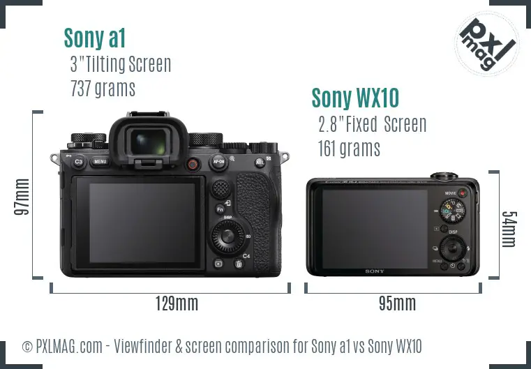 Sony a1 vs Sony WX10 Screen and Viewfinder comparison