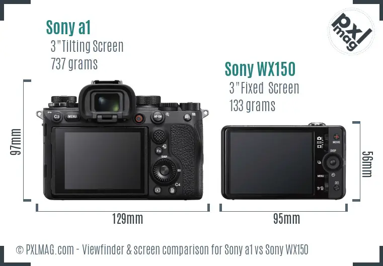 Sony a1 vs Sony WX150 Screen and Viewfinder comparison