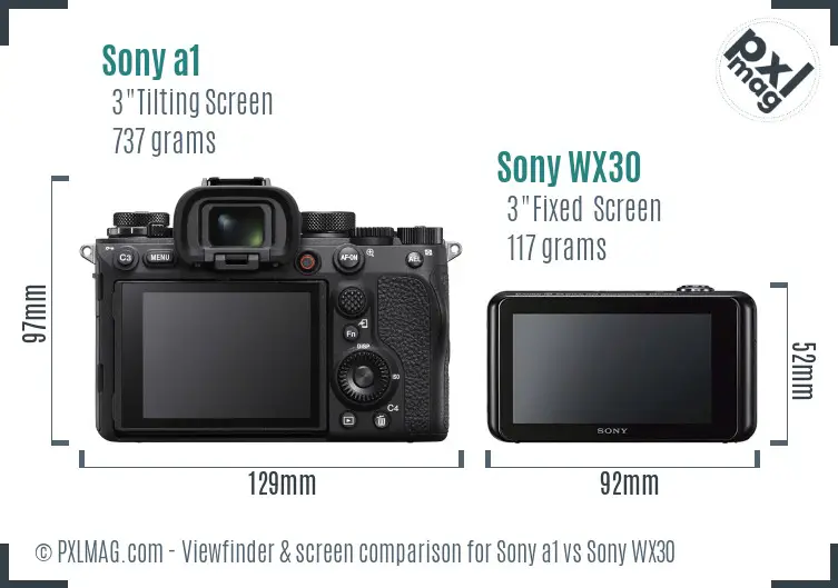 Sony a1 vs Sony WX30 Screen and Viewfinder comparison Sony a1 vs Sony WX30 Screen and Viewfinder comparison