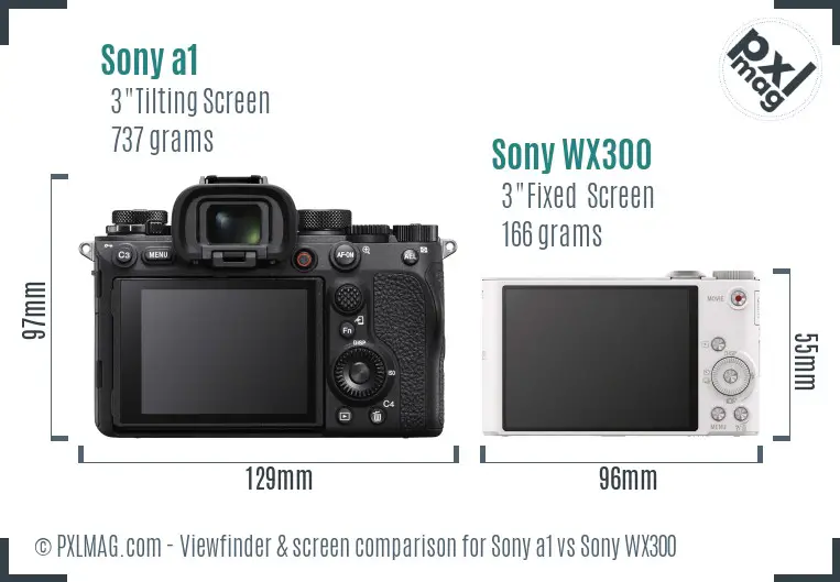 Sony a1 vs Sony WX300 Screen and Viewfinder comparison