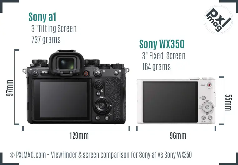 Sony a1 vs Sony WX350 Screen and Viewfinder comparison