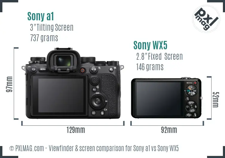 Sony a1 vs Sony WX5 Screen and Viewfinder comparison