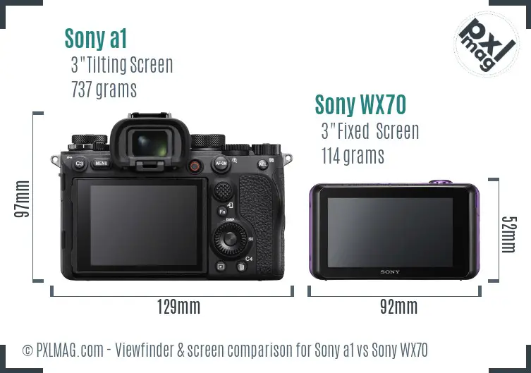 Sony a1 vs Sony WX70 Screen and Viewfinder comparison