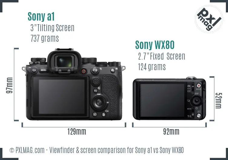 Sony a1 vs Sony WX80 Screen and Viewfinder comparison