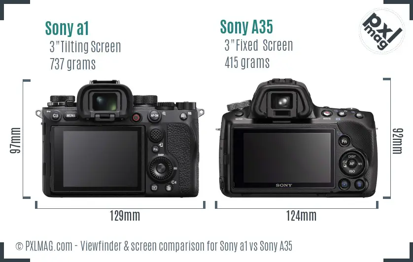 Sony a1 vs Sony A35 Screen and Viewfinder comparison