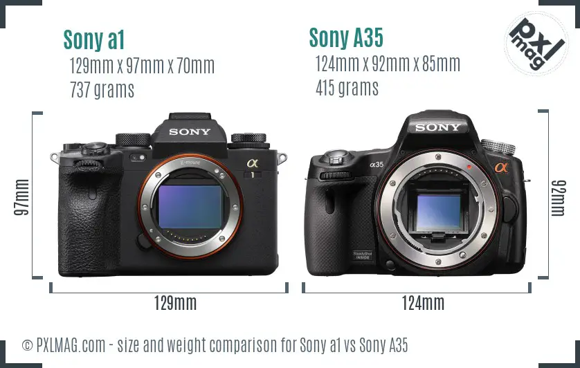 Sony a1 vs Sony A35 size comparison