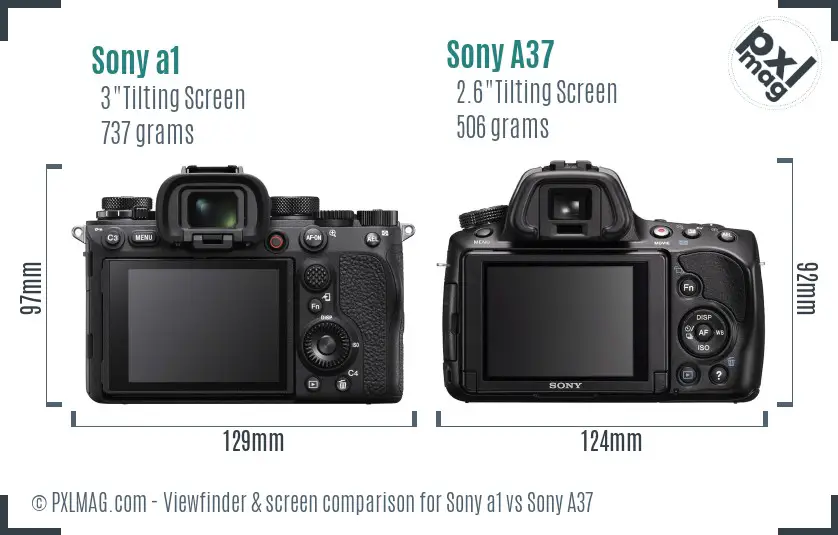 Sony a1 vs Sony A37 Screen and Viewfinder comparison