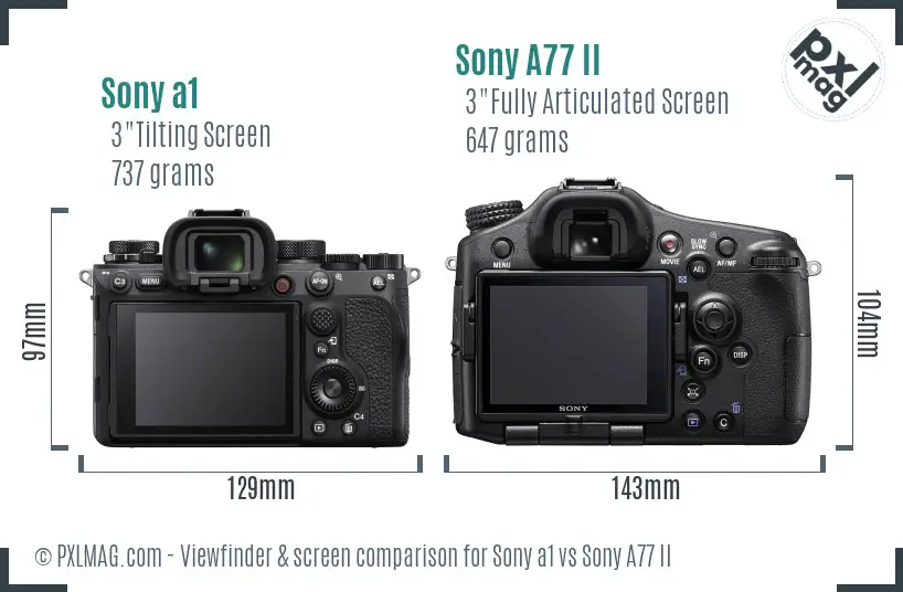 Sony a1 vs Sony A77 II Screen and Viewfinder comparison