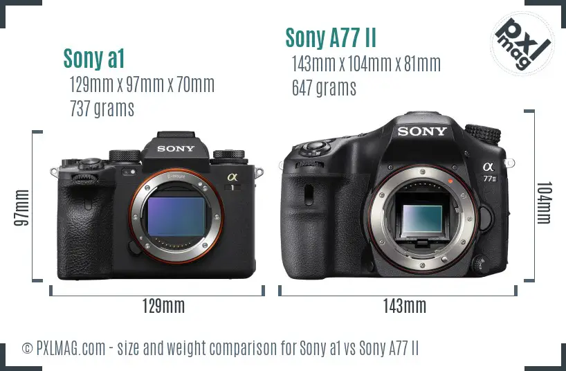 Sony a1 vs Sony A77 II size comparison